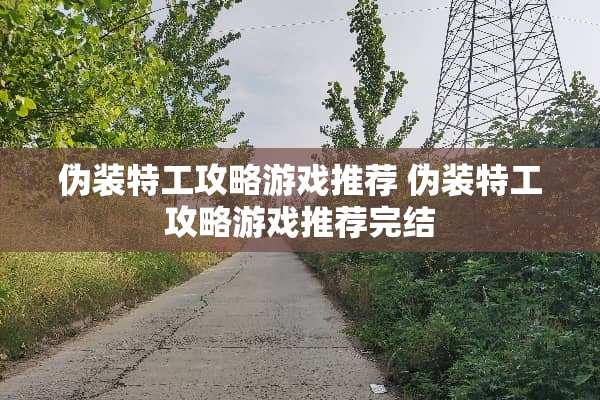 伪装特工攻略游戏推荐 伪装特工攻略游戏推荐完结