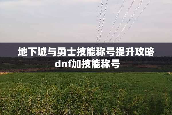 地下城与勇士技能称号提升攻略 dnf加技能称号