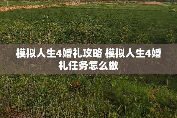 模拟人生4婚礼攻略 模拟人生4婚礼任务怎么做