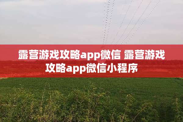 露营游戏攻略app微信 露营游戏攻略app微信小程序