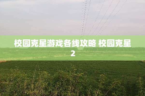 校园克星游戏各线攻略 校园克星2
