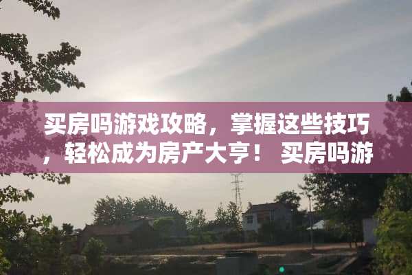 买房吗游戏攻略，掌握这些技巧，轻松成为房产大亨！ 买房吗游戏攻略