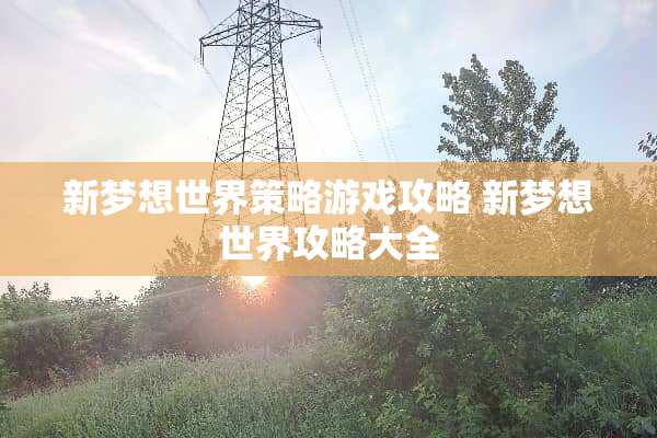 新梦想世界策略游戏攻略 新梦想世界攻略大全