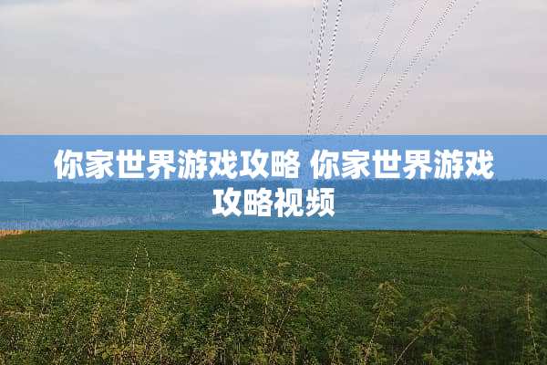 你家世界游戏攻略 你家世界游戏攻略视频