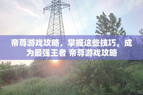 帝尊游戏攻略，掌握这些技巧，成为最强王者 帝尊游戏攻略