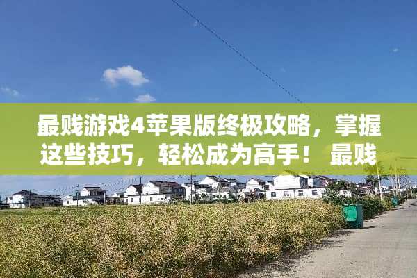 最贱游戏4苹果版终极攻略，掌握这些技巧，轻松成为高手！ 最贱游戏4攻略苹果