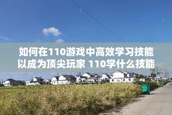 如何在110游戏中高效学习技能以成为顶尖玩家 110学什么技能