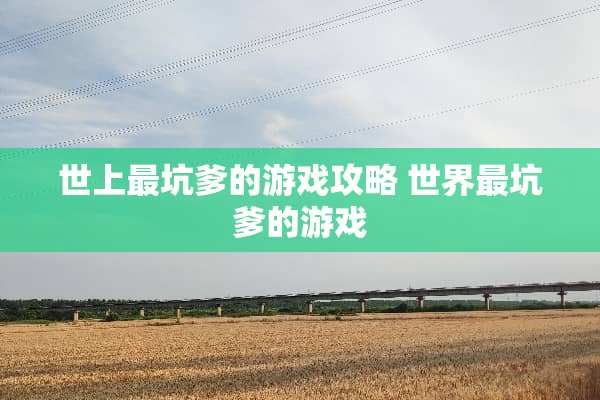 世上最坑爹的游戏攻略 世界最坑爹的游戏