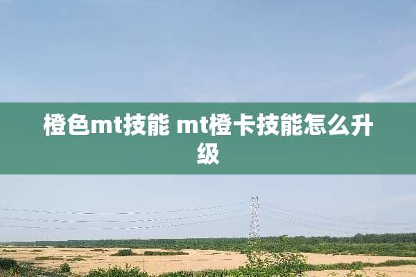 橙色mt技能 mt橙卡技能怎么升级