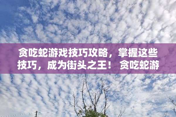 贪吃蛇游戏技巧攻略，掌握这些技巧，成为街头之王！ 贪吃蛇游戏技巧攻略