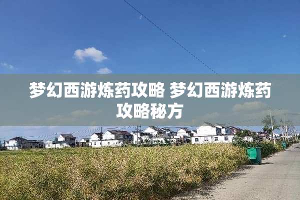 梦幻西游炼药攻略 梦幻西游炼药攻略秘方