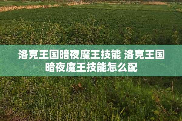 洛克王国暗夜魔王技能 洛克王国暗夜魔王技能怎么配