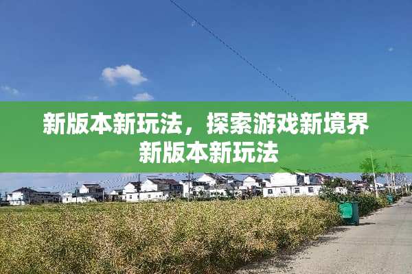 新版本新玩法，探索游戏新境界 新版本新玩法