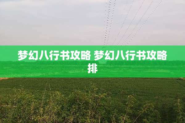 梦幻八行书攻略 梦幻八行书攻略排
