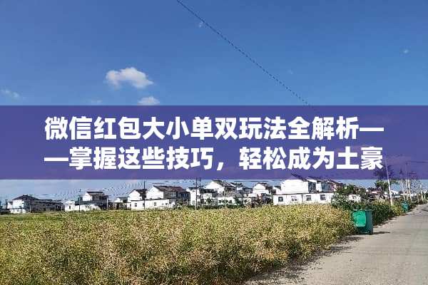 微信红包大小单双玩法全解析——掌握这些技巧，轻松成为土豪！ 微信红包大小单双玩法