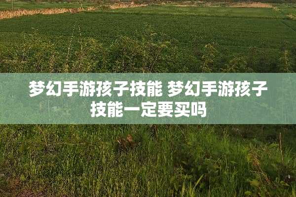梦幻手游孩子技能 梦幻手游孩子技能一定要买吗