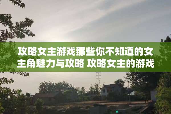 攻略女主游戏那些你不知道的女主角魅力与攻略 攻略女主的游戏