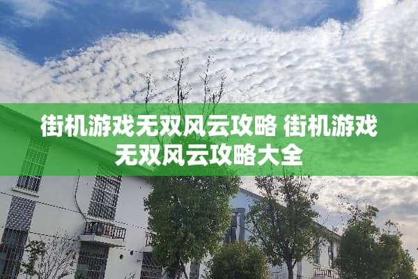 街机游戏无双风云攻略 街机游戏无双风云攻略大全
