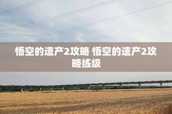 悟空的遗产2攻略 悟空的遗产2攻略练级