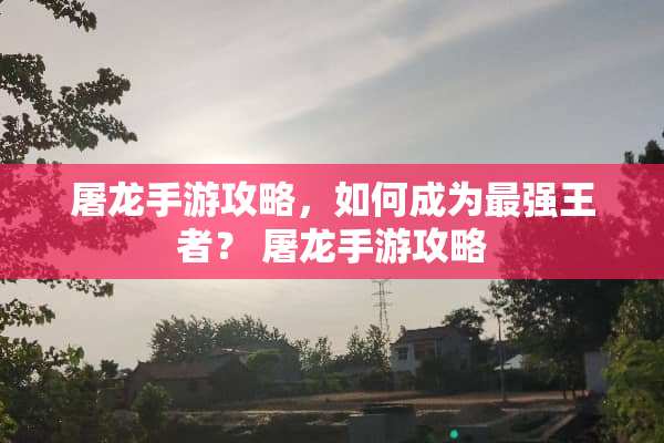 屠龙手游攻略，如何成为最强王者？ 屠龙手游攻略