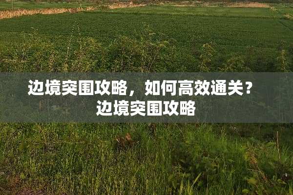 边境突围攻略，如何高效通关？ 边境突围攻略