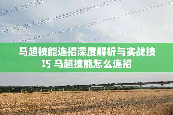 马超技能连招深度解析与实战技巧 马超技能怎么连招