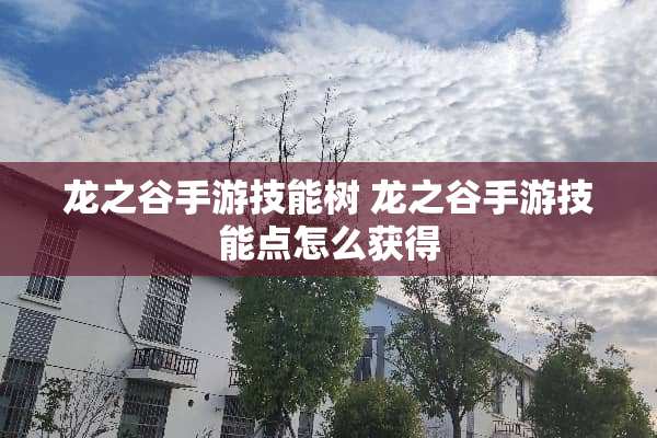 龙之谷手游技能树 龙之谷手游技能点怎么获得