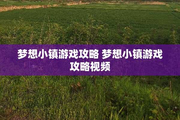 梦想小镇游戏攻略 梦想小镇游戏攻略视频