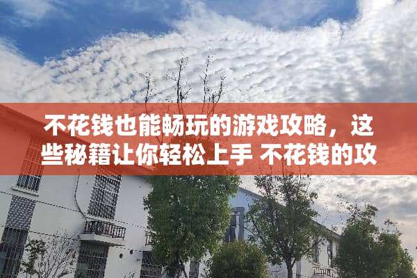 不花钱也能畅玩的游戏攻略，这些秘籍让你轻松上手 不花钱的攻略游戏