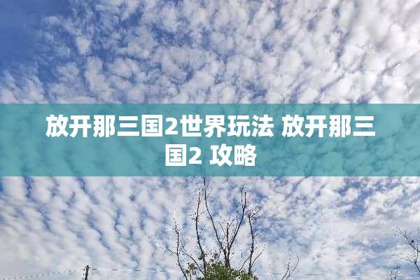 放开那三国2世界玩法 放开那三国2 攻略