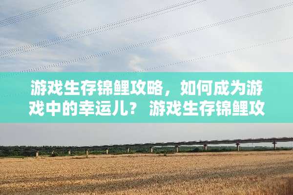 游戏生存锦鲤攻略，如何成为游戏中的幸运儿？ 游戏生存锦鲤攻略