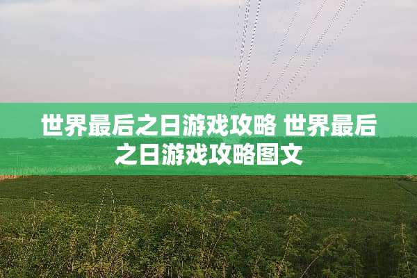 世界最后之日游戏攻略 世界最后之日游戏攻略图文