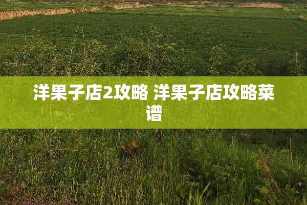 洋果子店2攻略 洋果子店攻略菜谱