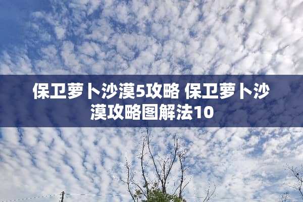 保卫萝卜沙漠5攻略 保卫萝卜沙漠攻略图解法10