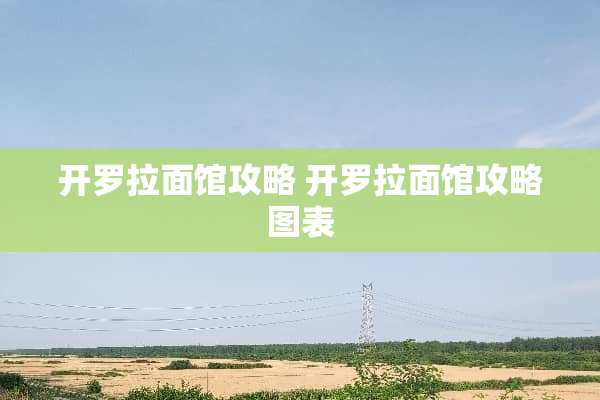 开罗拉面馆攻略 开罗拉面馆攻略图表