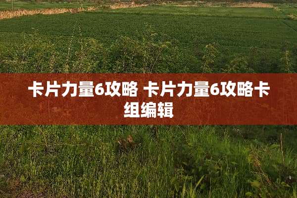 卡片力量6攻略 卡片力量6攻略卡组编辑