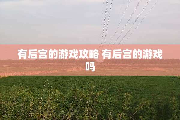 有后宫的游戏攻略 有后宫的游戏吗