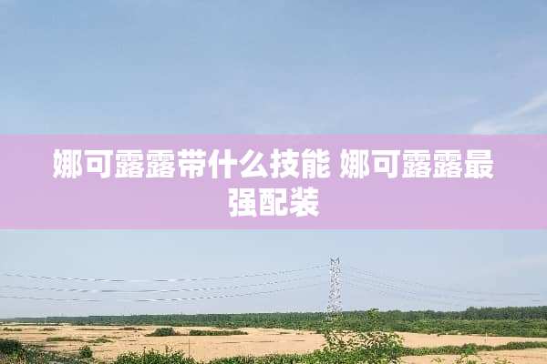 娜可露露带什么技能 娜可露露最强配装