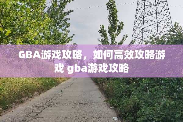 GBA游戏攻略，如何高效攻略游戏 gba游戏攻略