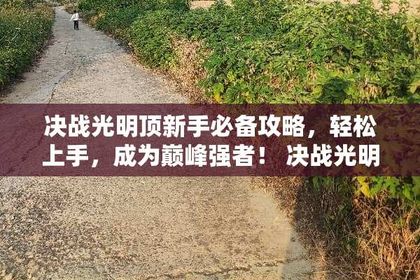 决战光明顶新手必备攻略，轻松上手，成为巅峰强者！ 决战光明顶攻略