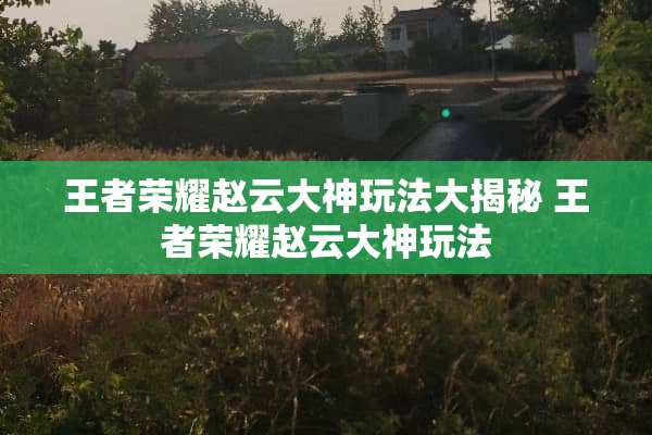 王者荣耀赵云大神玩法大揭秘 王者荣耀赵云大神玩法