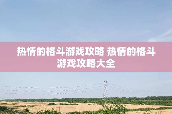 热情的格斗游戏攻略 热情的格斗游戏攻略大全