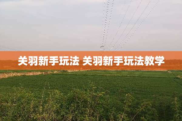 关羽新手玩法 关羽新手玩法教学