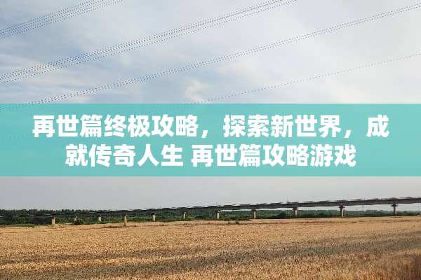 再世篇终极攻略，探索新世界，成就传奇人生 再世篇攻略游戏