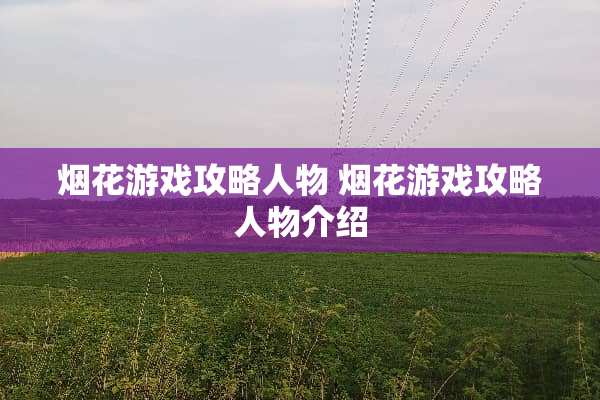 烟花游戏攻略人物 烟花游戏攻略人物介绍