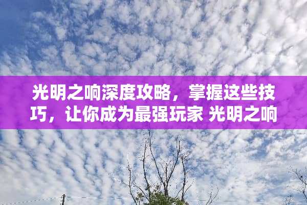 光明之响深度攻略，掌握这些技巧，让你成为最强玩家 光明之响攻略