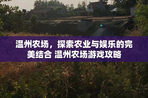 温州农场，探索农业与娱乐的完美结合 温州农场游戏攻略
