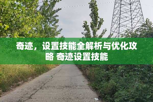 奇迹，设置技能全解析与优化攻略 奇迹设置技能