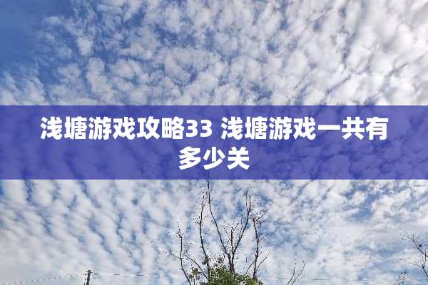 浅塘游戏攻略33 浅塘游戏一共有多少关