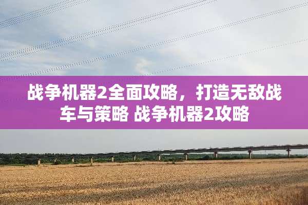 战争机器2全面攻略，打造无敌战车与策略 战争机器2攻略